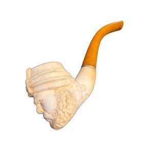 VINTAGE HAND CARVED MEERSCHAUM SMOKING PIPE TURKISH BEARDED SULTAN 5"